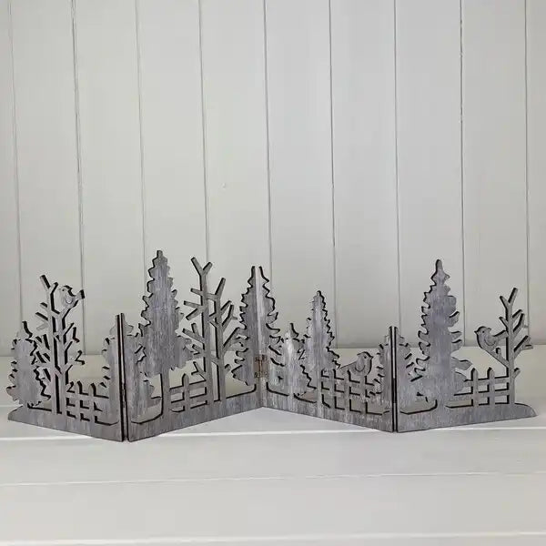 Grey Wooden Christmas Scene Display (18.5cm) Weight-123g