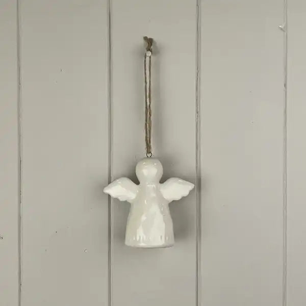 White Ceramic Hanging Angel Decoration L8.5xD4.5xH9cm  Weight-95g
