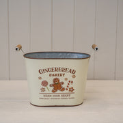 Small Cream 'Gingerbread Bakery' Oval Planter