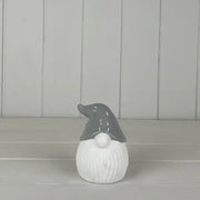 Ceramic Gnome deco  with grey hat size 7.8*7.1*10.2cm with light