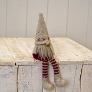 Fabric Gonk in White Hat with Long Striped Legs (23cm)