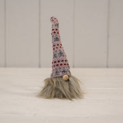 Fabric Wonky Gonk with Tall White  Grey and Red Hat