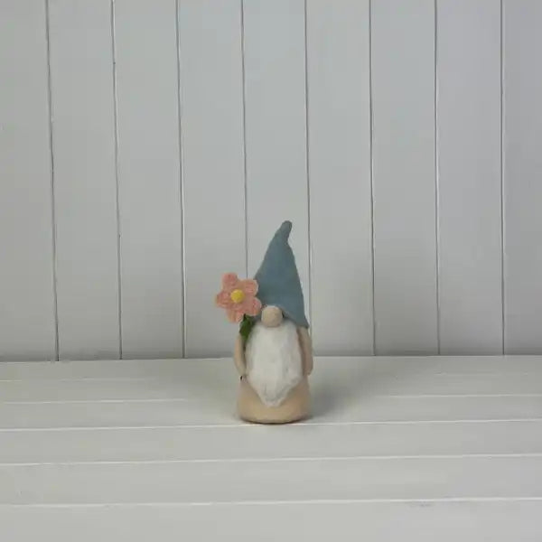 Gonk Holding a Flower with Blue Hat 12x9x20cm  Weight-41g