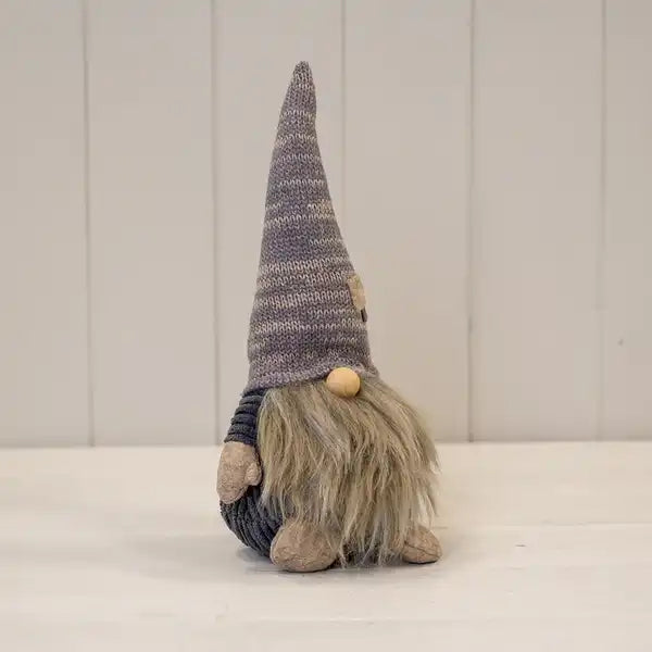 Large Grey Fabric Gonk with Knitted Hat