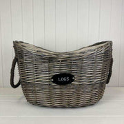 Oval Tapered Log Basket with Two Hessian Ears TD60x40.5 xH37/29 x B41.5x28cm  Weight-1400g