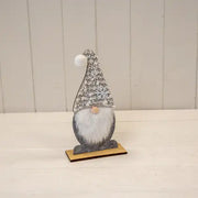 Medium Grey Felt Gonk with Furry Beard and Snowflake Detail Hat