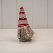 Pink Fabric Gonk with White and Red Stripey Hat