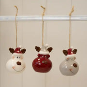 Acetate Box of 3 Ceramic Reindeer Baubles 4.9x4.5x6.9cm  Weight-90g