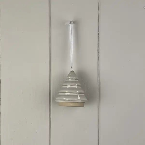 Glazed Ceramic Hanging Tree Decoration with Texturd Detail L5.5xD5.5xH6.8cm  Weight-53g