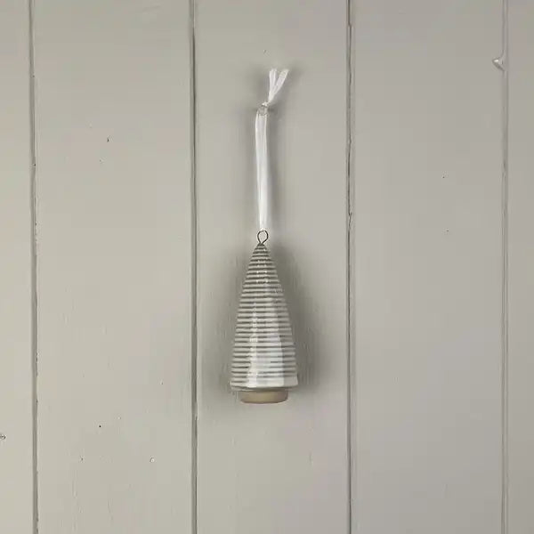 Glazed Ceramic Hanging Tree Decoration with Textured Detail L3.5xD3xH5.9cm  Weight-42g