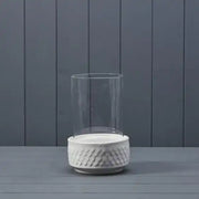 White Ceramic Lantern (22.5cm) D14.5*BD11 x H8cm Glass: D12*H15cm Product size: D14.5*H22.5cm Weigh