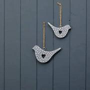 Hanging Grey Bird with White Kerry Work 15x1x9cm