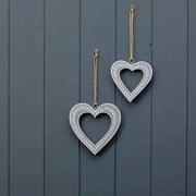 Hanging Grey Heart with White Kerry Work 12.5x1x13cm