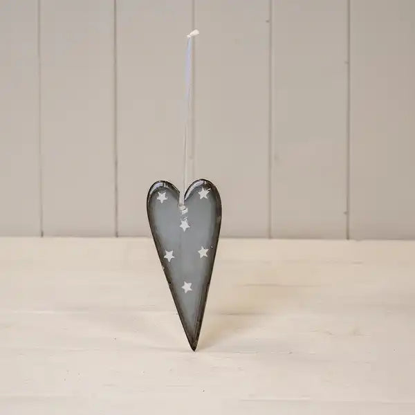 Hanging heart grey 13cm