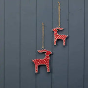 Hnaging Red Reindeer with White Kerry Work 8.5x1x9cm