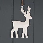 White Hanging Enamelled Reindeer L8xH13cm