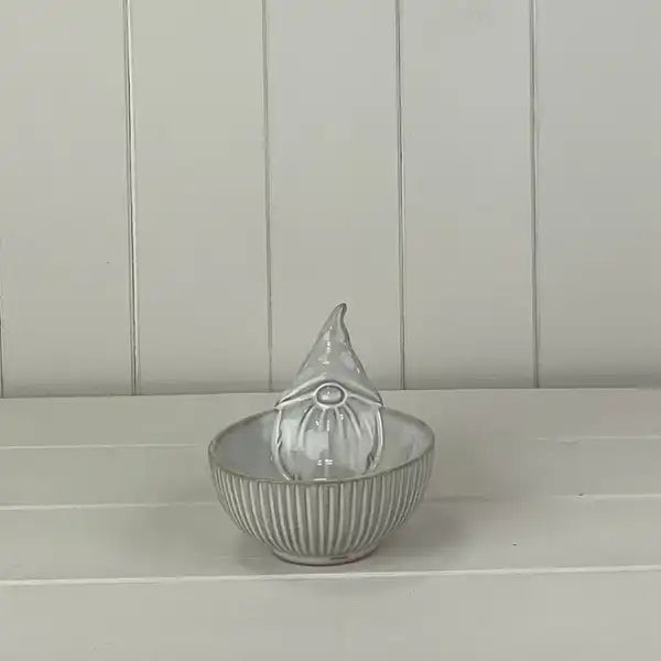 Glazed Gonk Ceramic Bowl with Textured Detail L12.8xD11.1xH10cm  Weight-283g