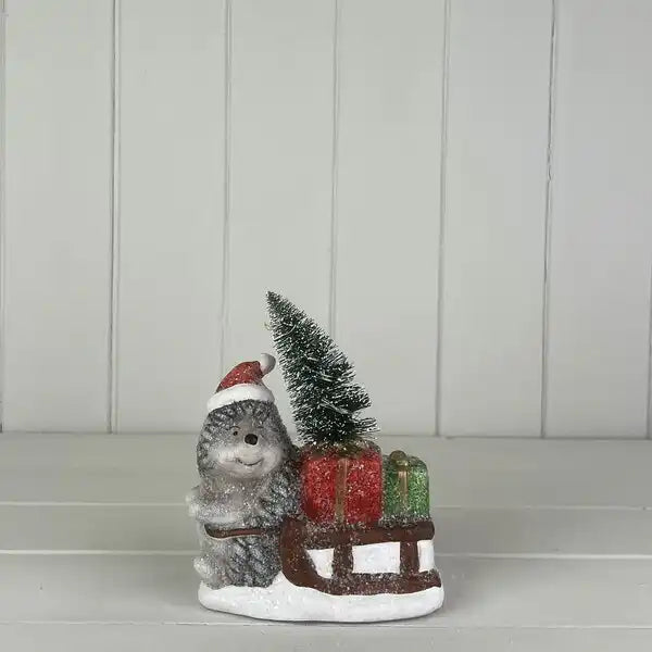 Ceramic hedgehog deco with light  size L12.5 xW7 xH15.5  Weight-28g