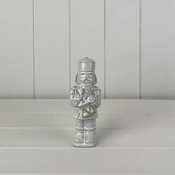 Glazed Ceramic Nutcracker Ornament With Textured Detail L5.5xD4.5xH15cm Weight-229g