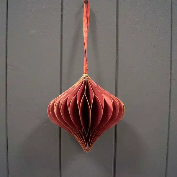 Hanging Handmade Burgundy Teardrop Paper Decoration