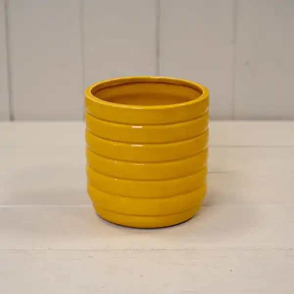 Mustard Beehive Ceramic  Pot  H10.7cm x D10cm