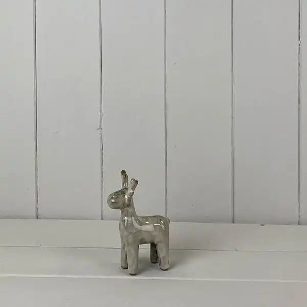 Beige Mottle Ceramic Reindeer Decoration L7.5xD4xH11cm  Weight-80g