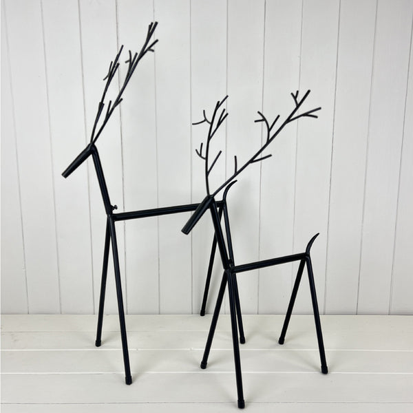 Black Metal Set of Two Reindeer Decorations Boxed  L-40.5xW33xTH67cm S-L32xW34xTH58.5cm