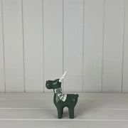 Dark Green/White Ceramic Reindeer Decoration L10.9xD6.6xH14.9cm  Weight-161g