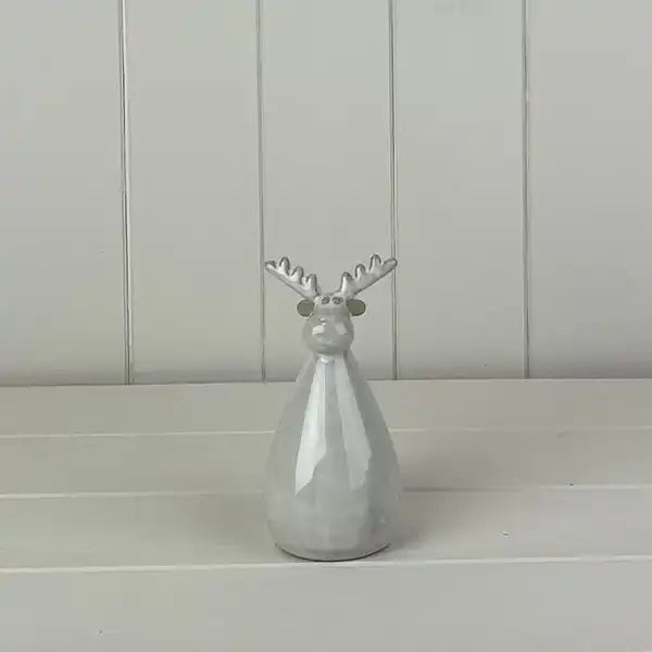 Glazed Ceramic Reindeer Ornament with Textured Detail L6.5xD6.5xH13.5cm  Weight-229g