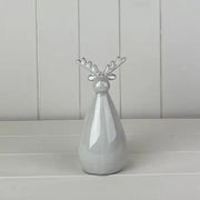 Glazed Ceramic Reindeer Ornament with Textured Detail L8.3xD8xH17.4cm  Weight-315g