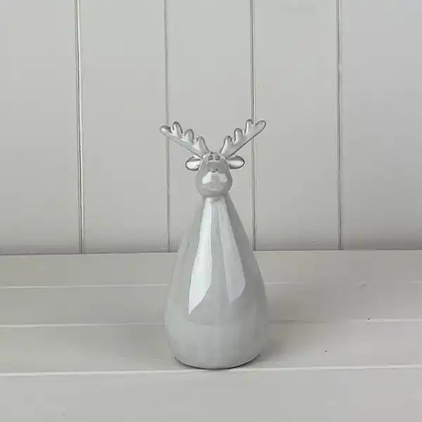 Glazed Ceramic Reindeer Ornament with Textured Detail L8.3xD8xH17.4cm  Weight-315g