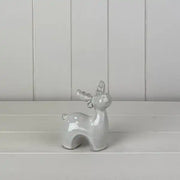 Glazed Ceramic Reindeer Ornament with Textured Detail L9xD6xH10.3cm  Weight-105g