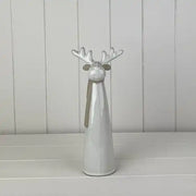 Glazed Ceramic Tall Reindeer Ornament with Texture Detail L10.8xD6.2xH25.3cm  Weight-388g