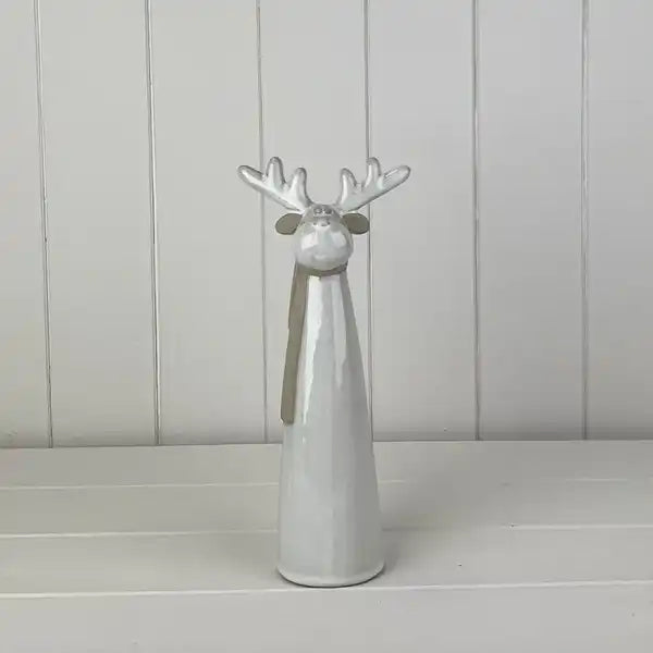 Glazed Ceramic Tall Reindeer Ornament with Texture Detail L10.8xD6.2xH25.3cm  Weight-388g