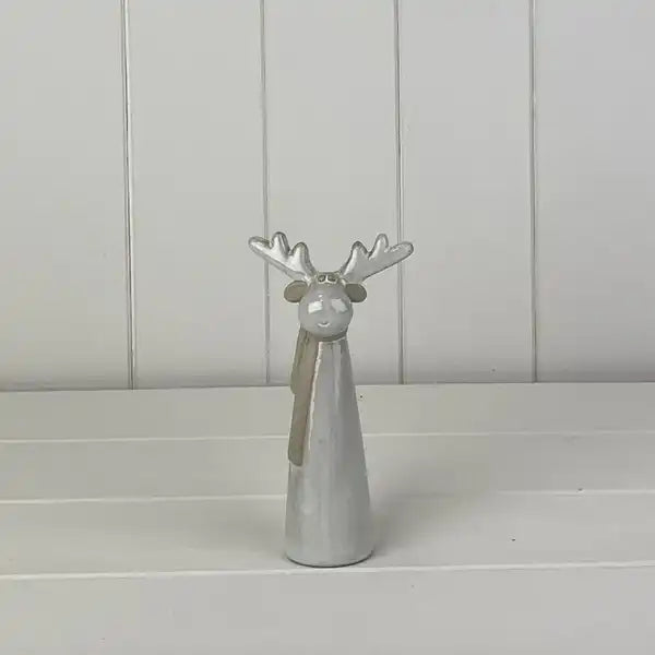 Glazed Ceramic Tall Reindeer Ornament with Textured Detail L8.1xD4.2xH15cm  Weight-129g