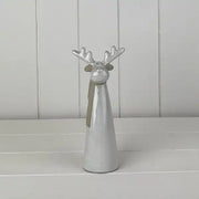 Glazed Ceramic Tall Riendeer Ornament with Textured Detail L8.6xD5.1xH19cm  Weight-237g