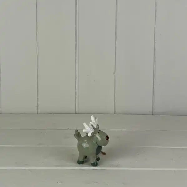 Light Green/White Ceramic Hanging Reindeer Decoration L6.2xD4xH7.7cm  Weight-50g