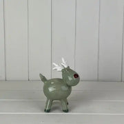 Light Green/White Ceramic Reindeer Decoration L11.6xD6.7xH13.6cm  Weight-181g