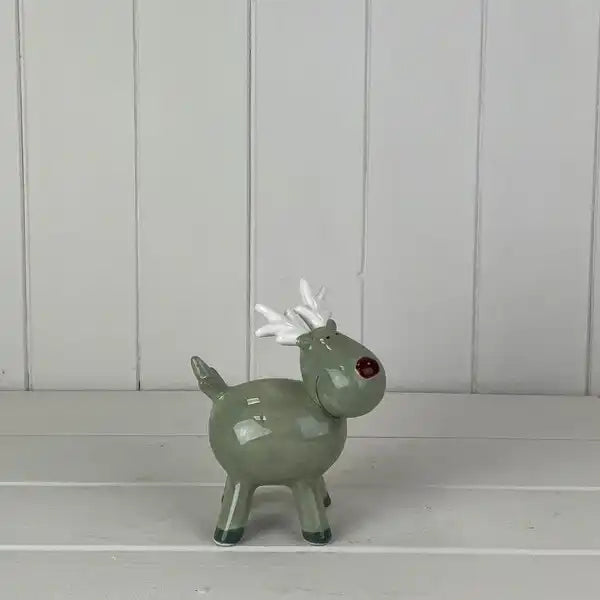 Light Green/White Ceramic Reindeer Decoration L11.6xD6.7xH13.6cm  Weight-181g