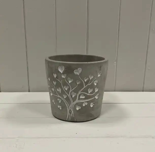 Grey Cement Love Tree Pot TD13.8cm H12.8cm