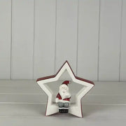 Large Ceramic Star with Sitting Santa  14.3*4*14cm