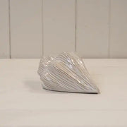 Glazed Ceramic Shell Ornament with Textured Detail L15.5xW10.2xH7.5cm