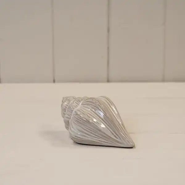 Glazed Ceramic Shell Ornament with Textured Detail L10.6xW6.5xH5cm