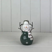 Dark Green/White Ceramic Snowman Decoration L13xD8.8xH16.5cm  Weight-270g