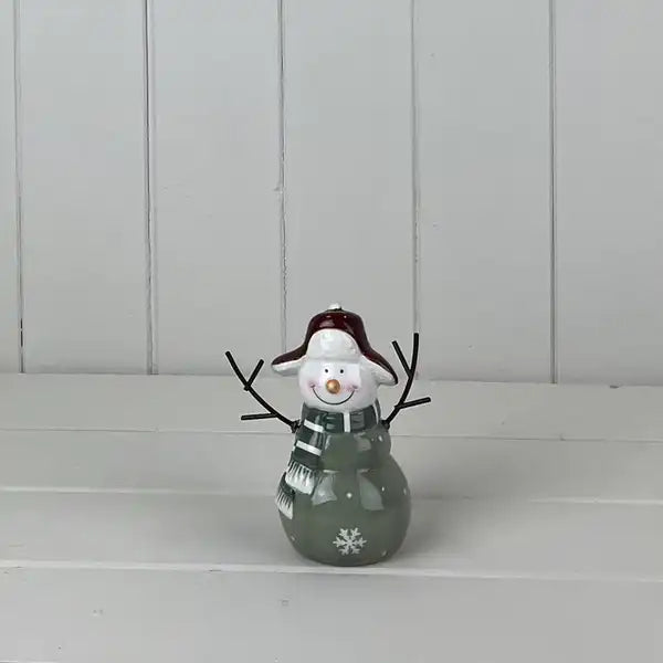 Light Green/White Ceramic Snowman Decoration L10xD6.5xH12cm  Weight-149g