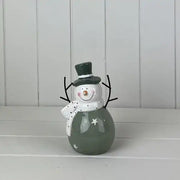 Light Green/White Ceramic Snowman Decoration L12xD9xH16.8cm  Weight-299g
