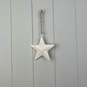 White Enamel Hanging Star 10cm