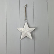 White Enamel Hanging Star 12cm