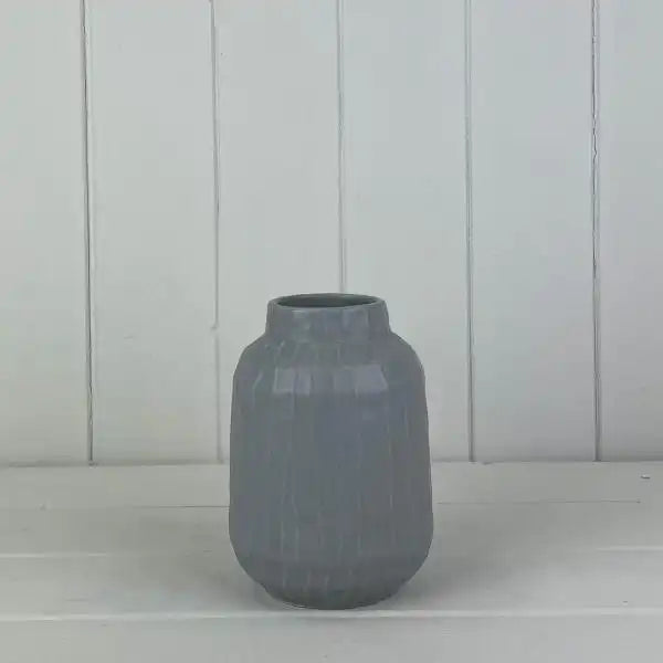 Glazed Pastel Grey Vase (14cm) H14.2cm D10.1cm