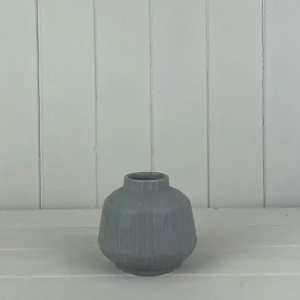 Glazed Pastel Grey Vase (9.5cm) H9.6cm D11cm